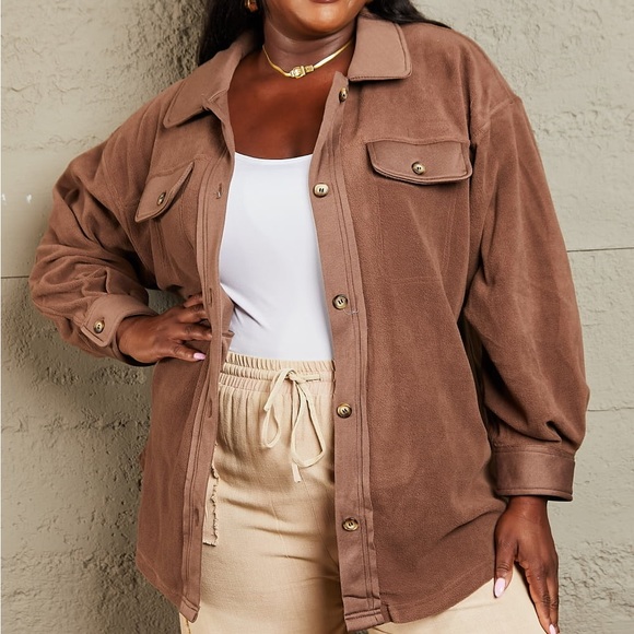 HEIMISH USA Jackets & Blazers - NEW Heimish Cozy Girl Plus Size Button Down Oversized Shacket Shirt Jacket